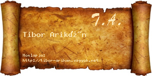 Tibor Arikán névjegykártya